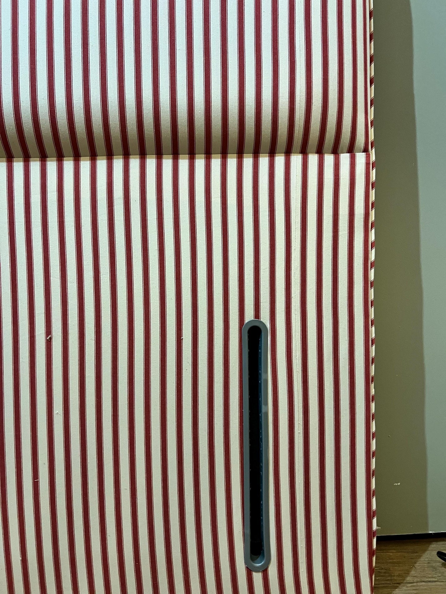Bespoke Ticking Stripe upholstered piped headboard, in a choice of colours and sizes.