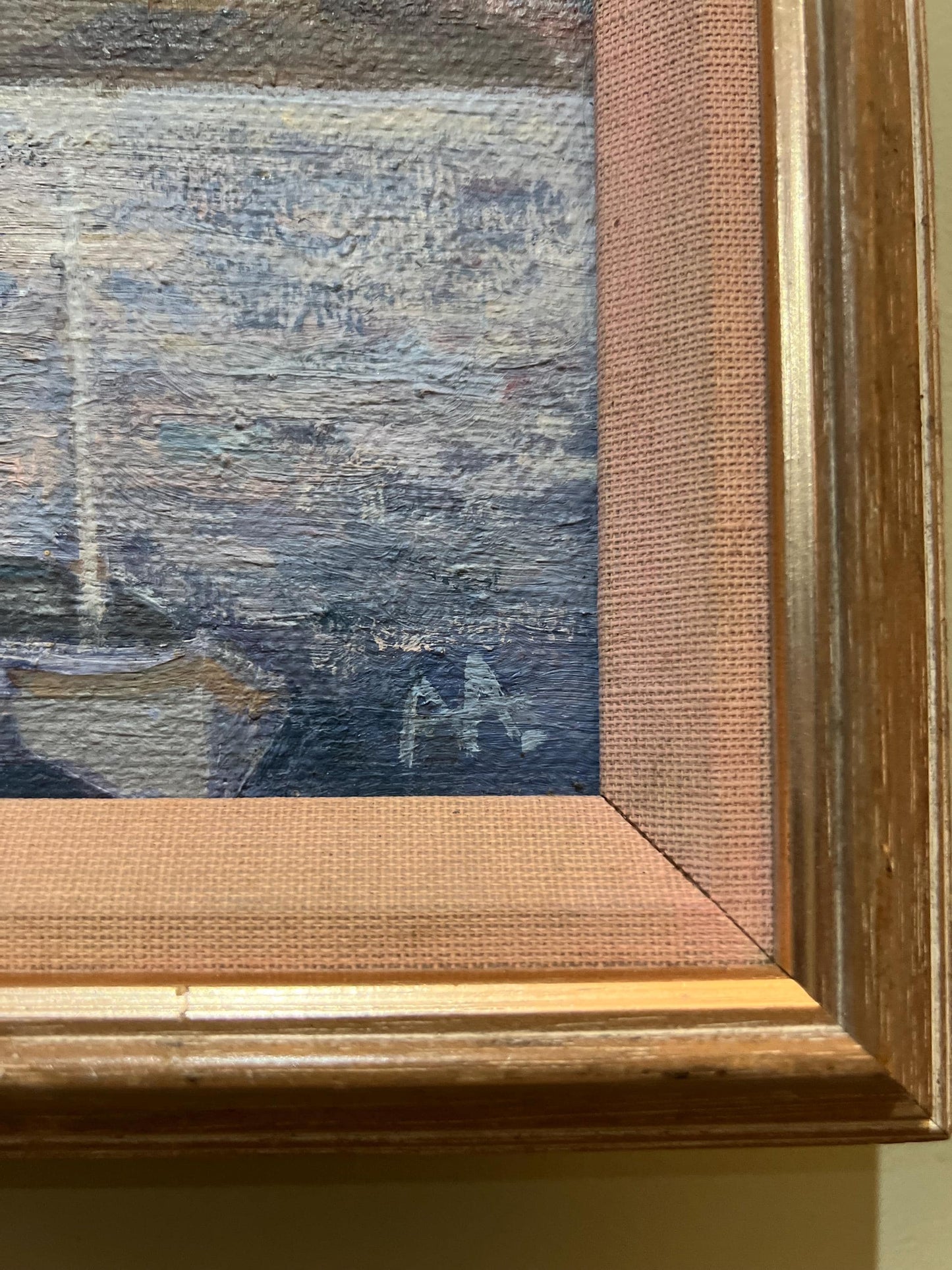 A charming coastal themed oil painting on canvas, framed and signed by the artist