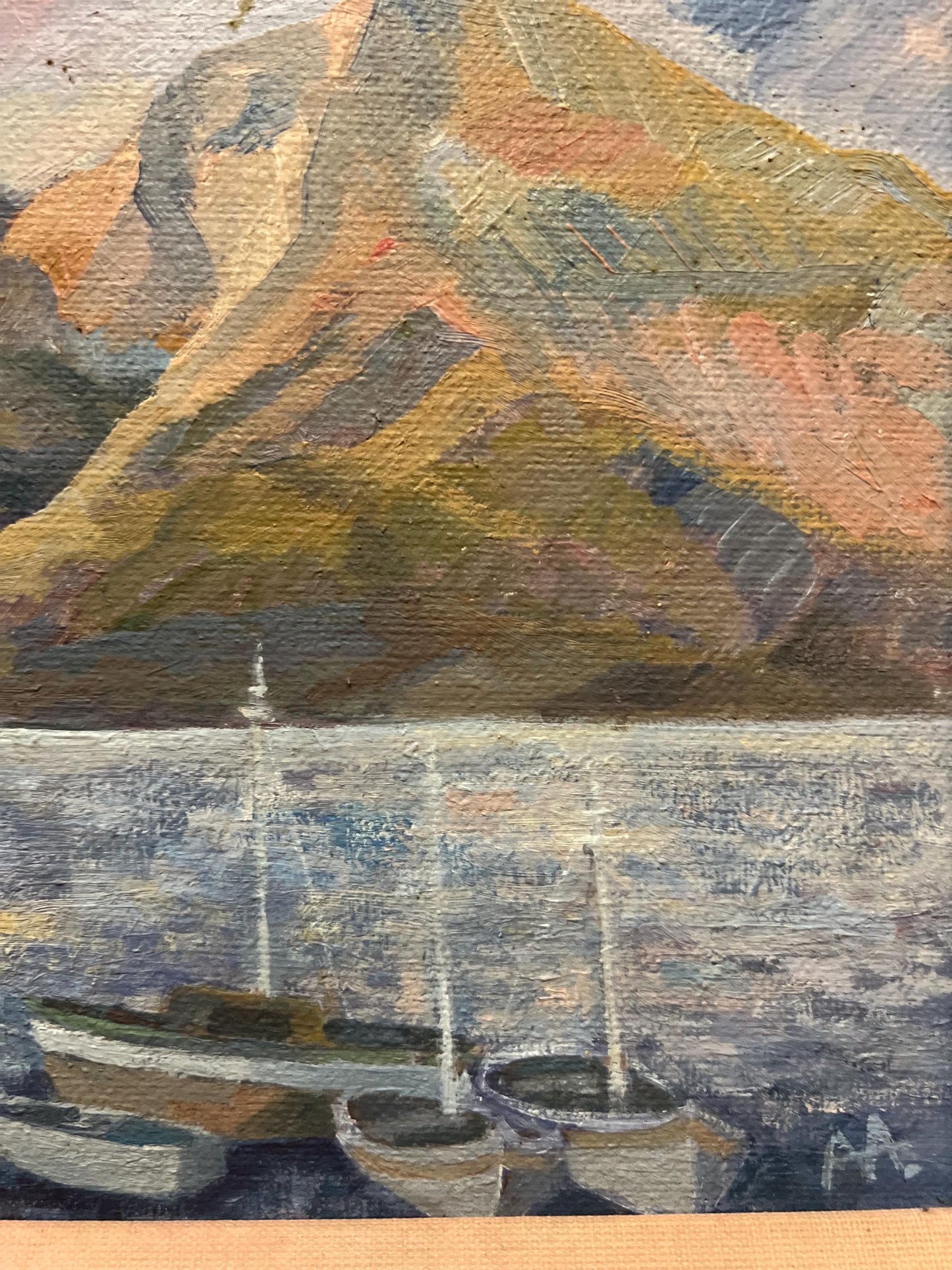 A charming coastal themed oil painting on canvas, framed and signed by the artist