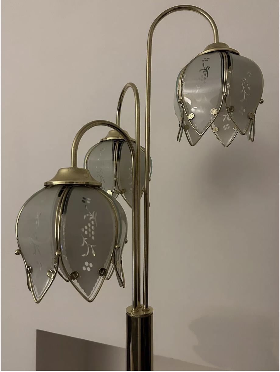 Vintage 1970s Hollywood regency style XL Lotus floor lamp