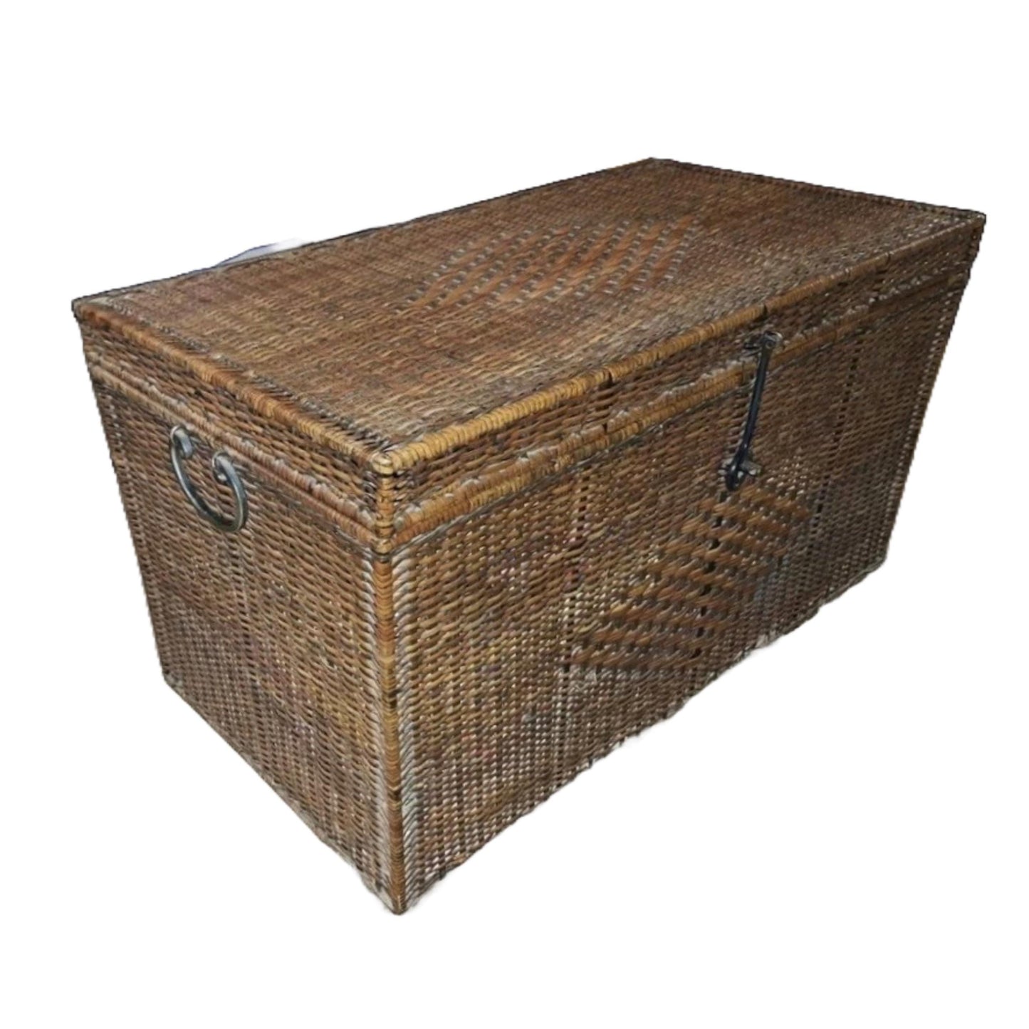 Vintage wicker ottoman blanket box