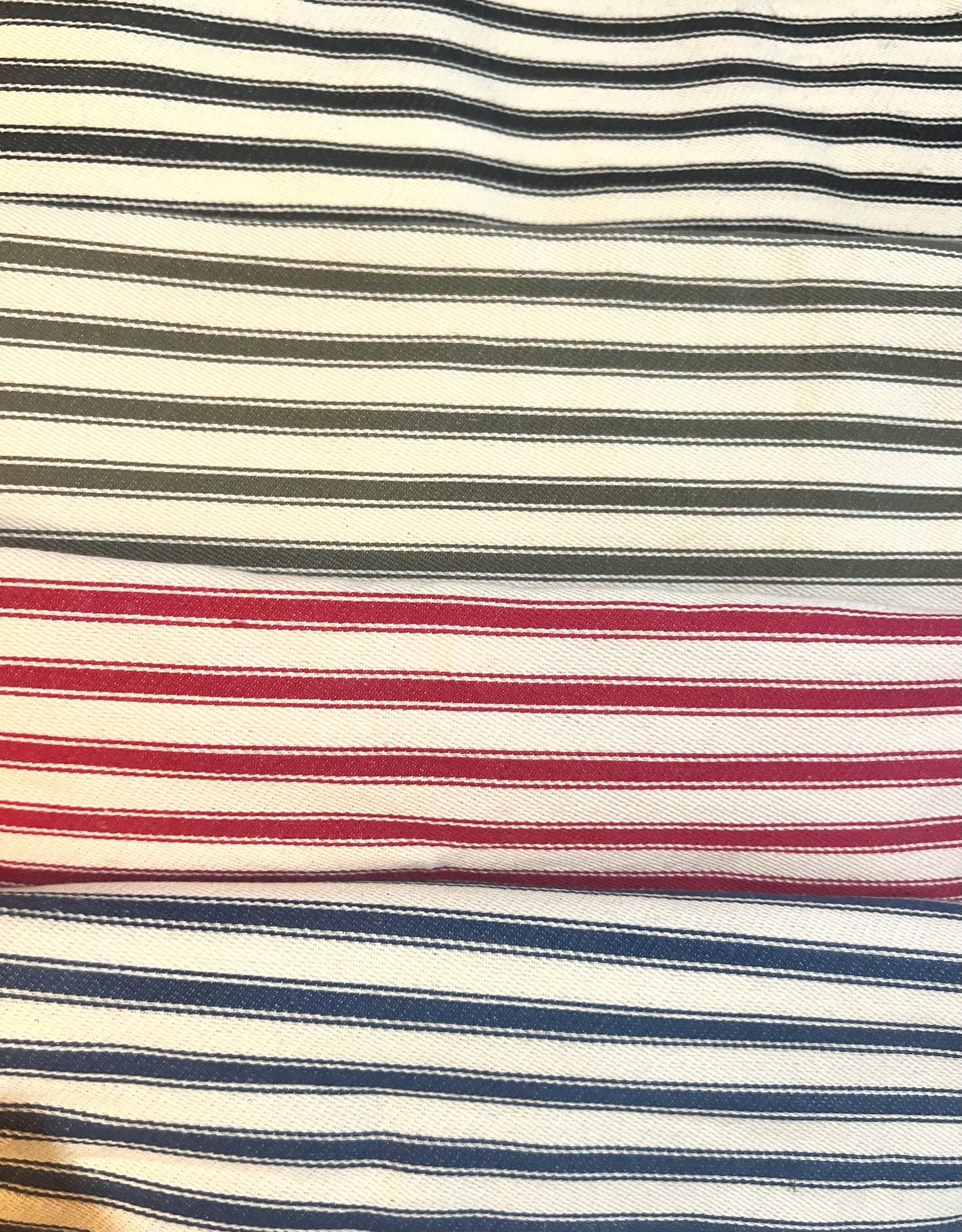 Bespoke Ticking Stripe upholstered piped headboard, in a choice of colours and sizes.