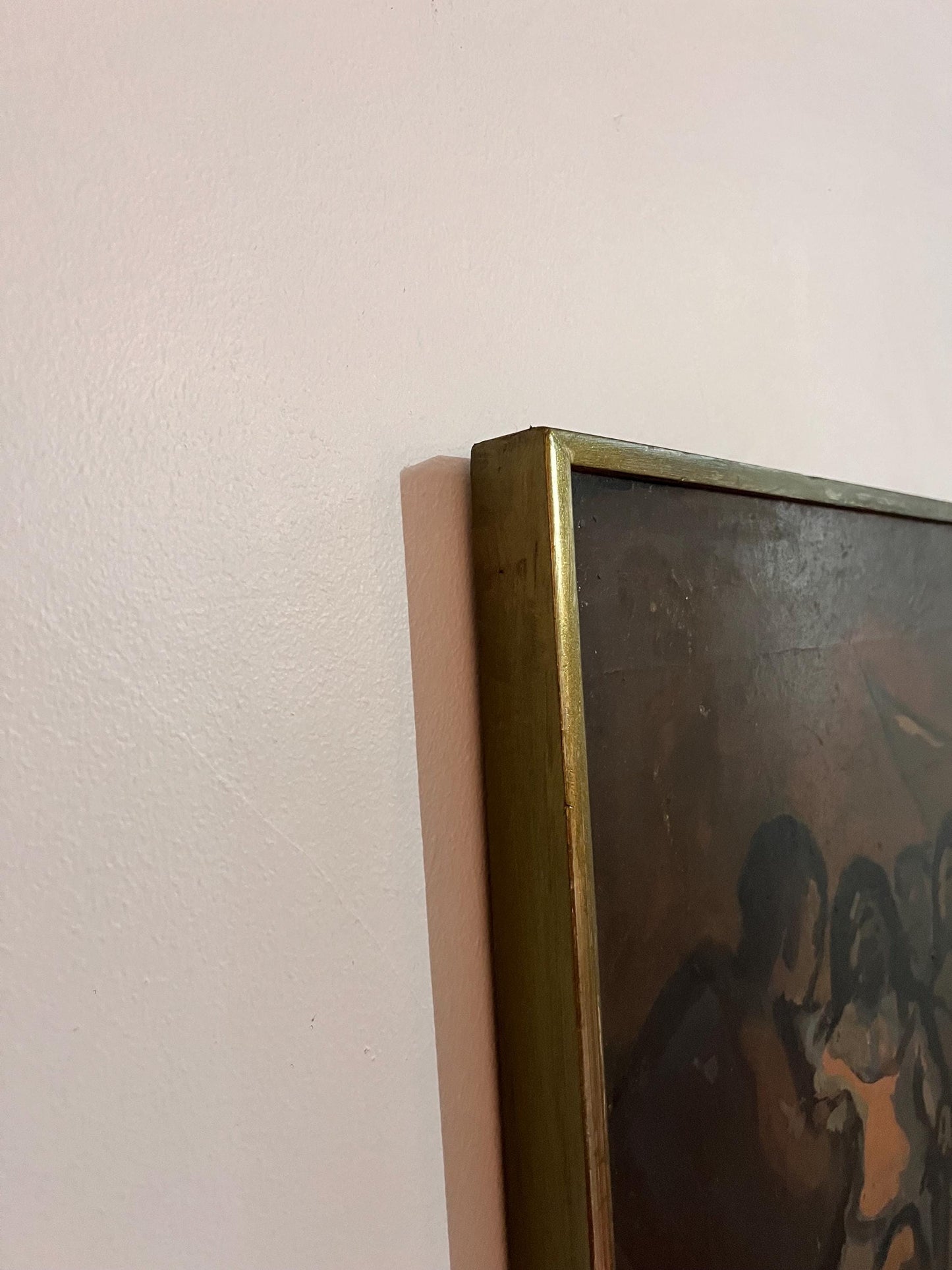 Large abstract oil painting, signed ZL and dated in a gold frame