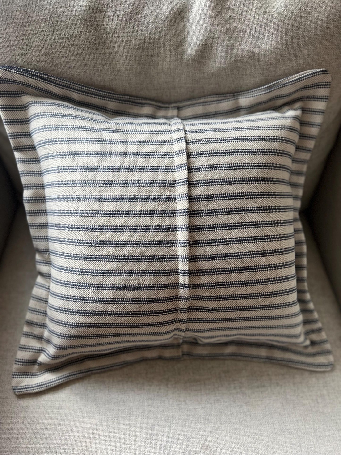 Handmade woven ticking cushions with french seam in various sizes and shades