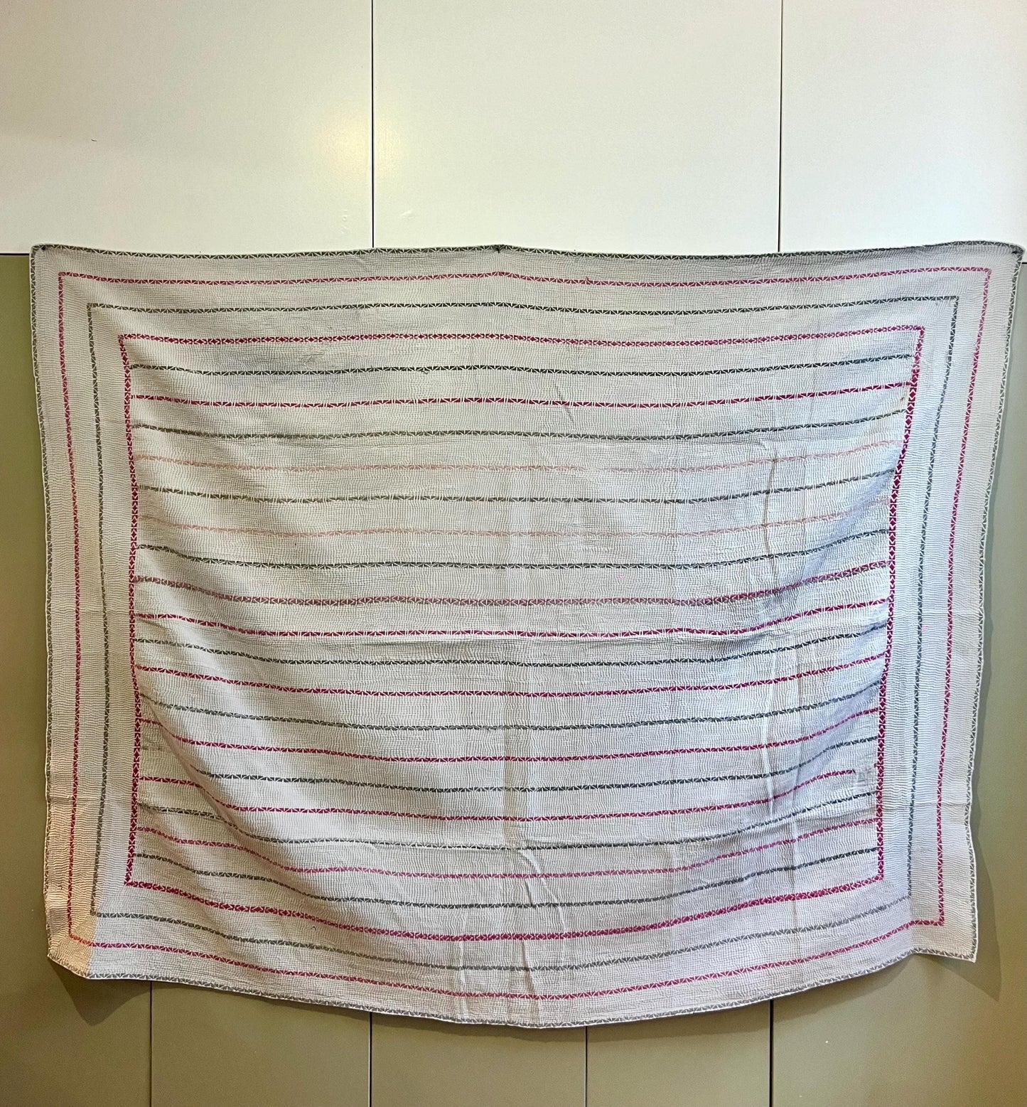 Curated selection of Large, vintage reversible Kantha quilts, each one hand stitched and completely unique, 220cm x 150cm