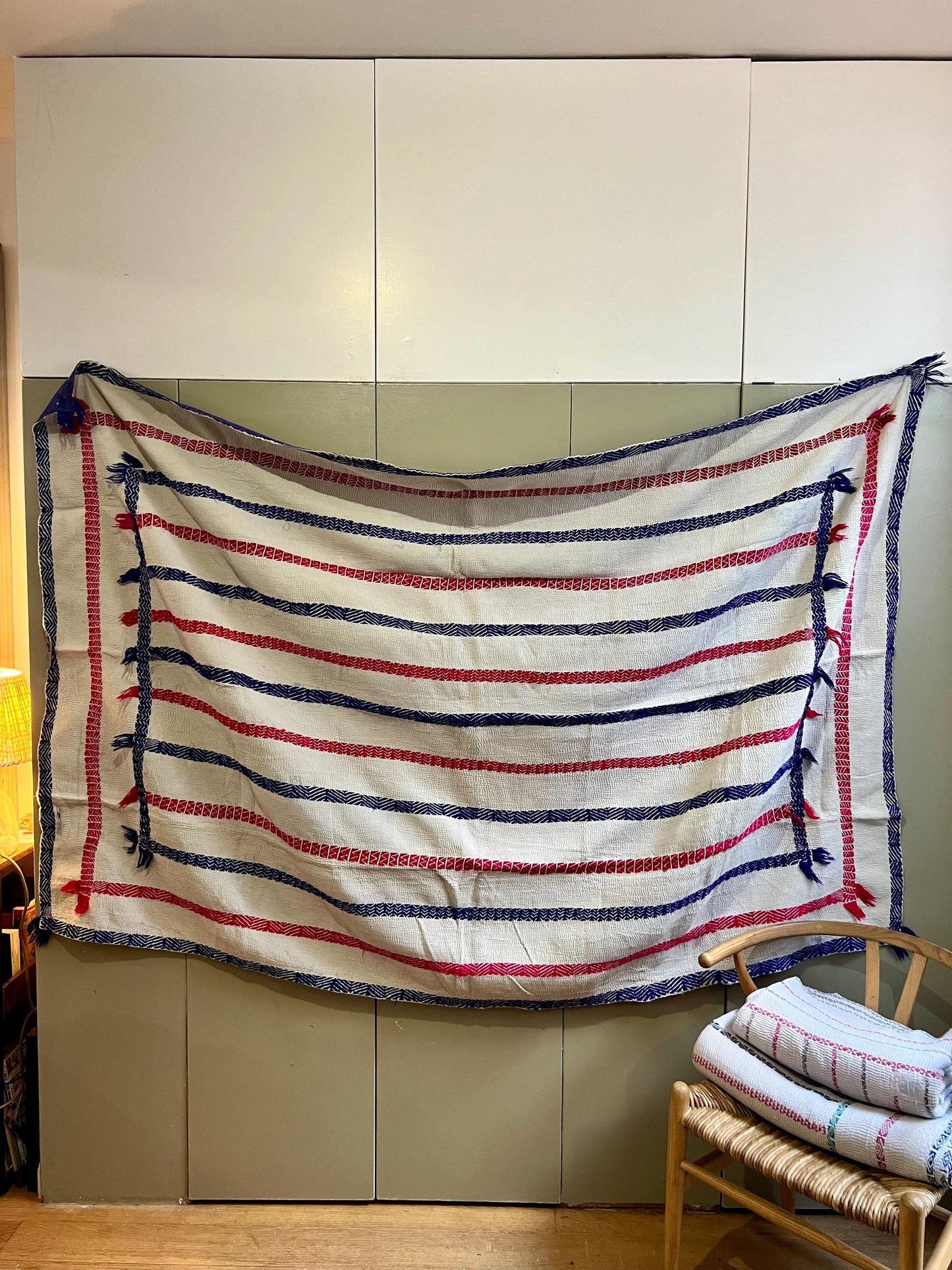 Curated selection of Large, vintage reversible Kantha quilts, each one hand stitched and completely unique, 220cm x 150cm