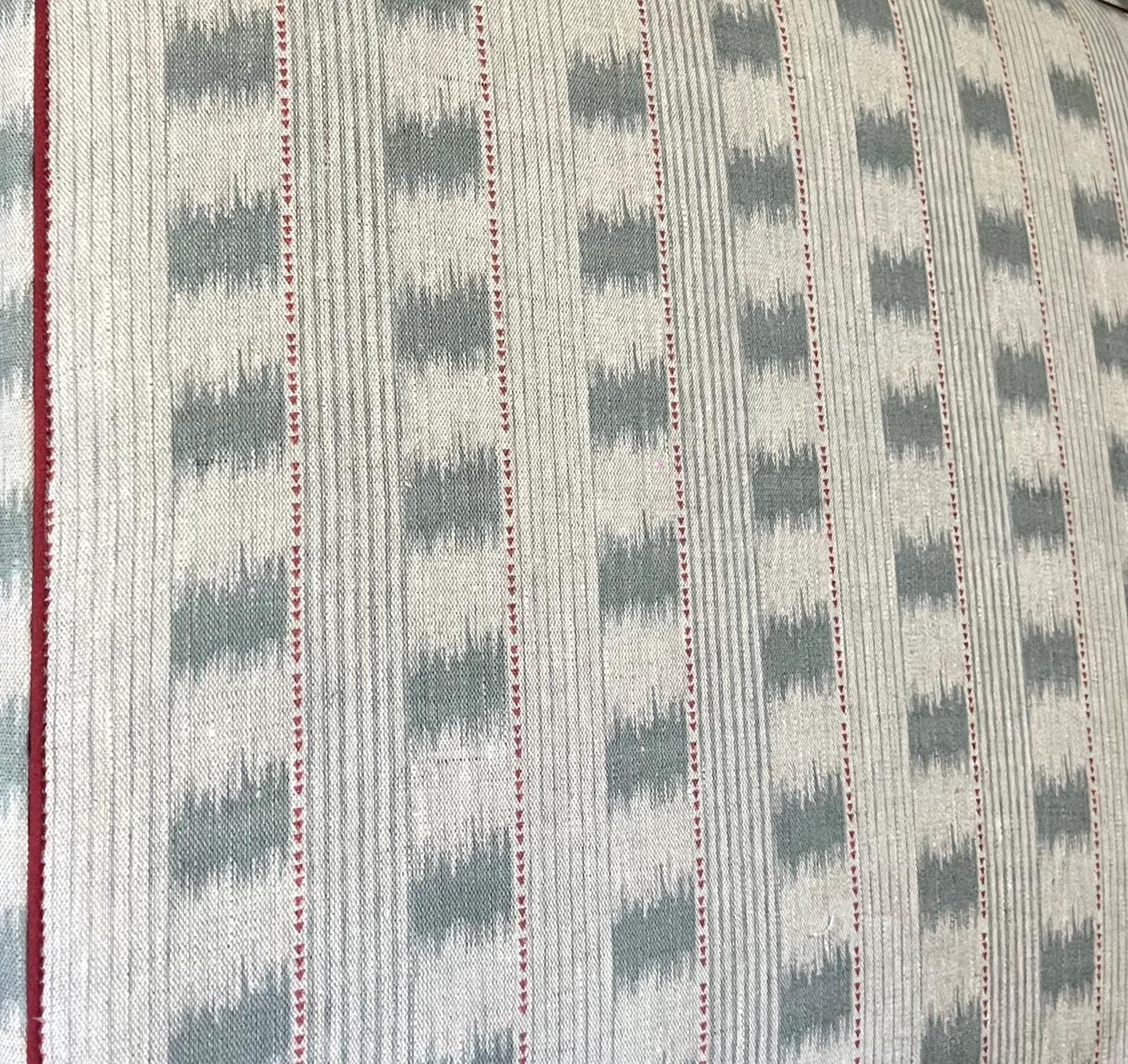 Bespoke Dakkar Ikat Stripe pure linen upholstered headboard with contrasting piping detail, in a choice of colours and sizes