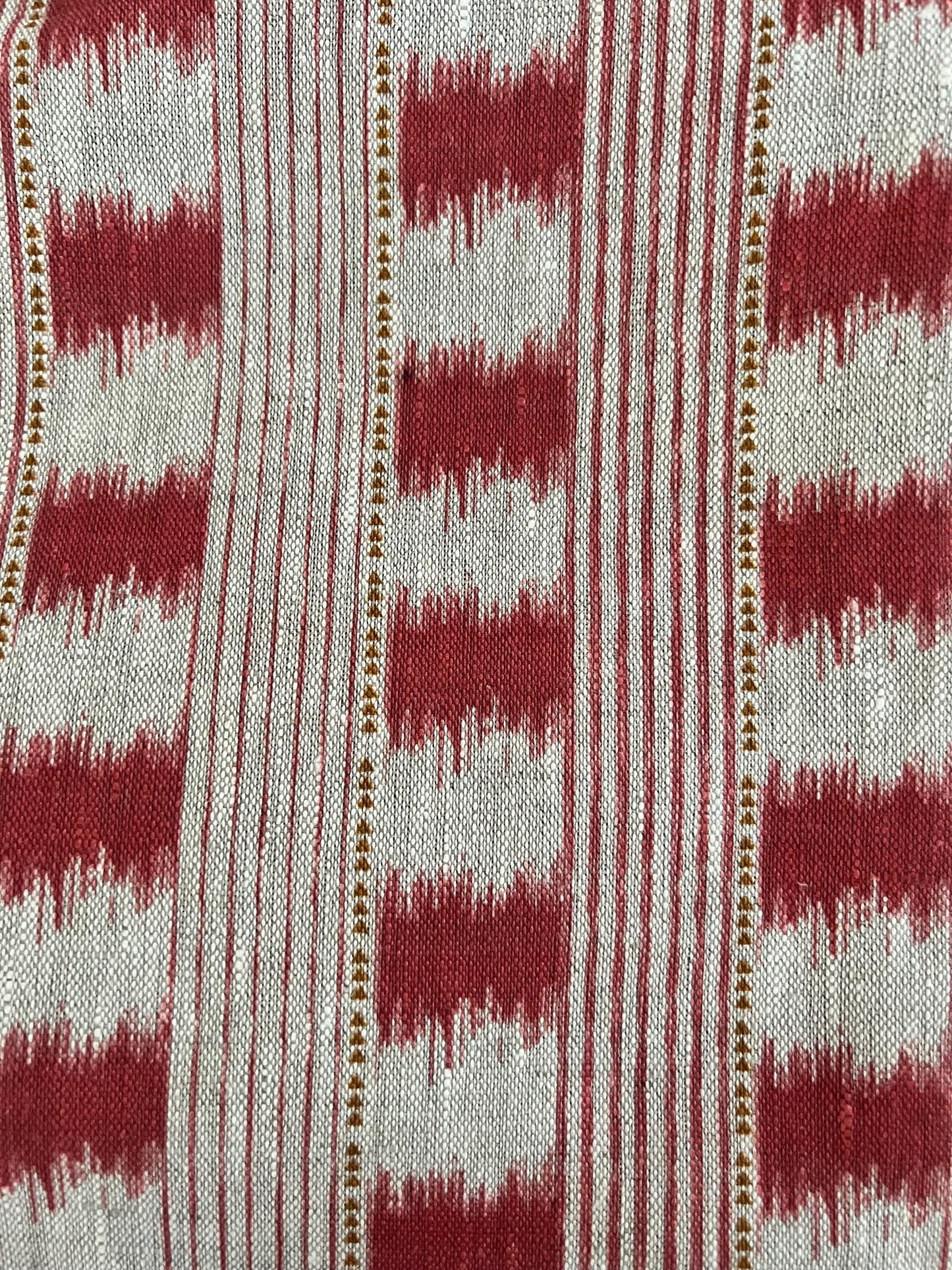 Bespoke Dakkar Ikat Stripe pure linen upholstered headboard with contrasting piping detail, in a choice of colours and sizes