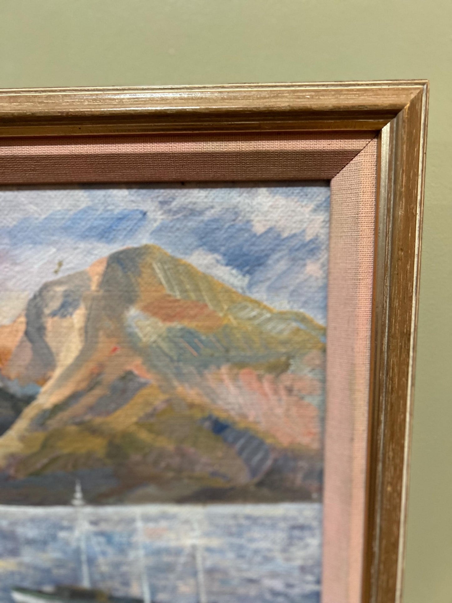 A charming coastal themed oil painting on canvas, framed and signed by the artist