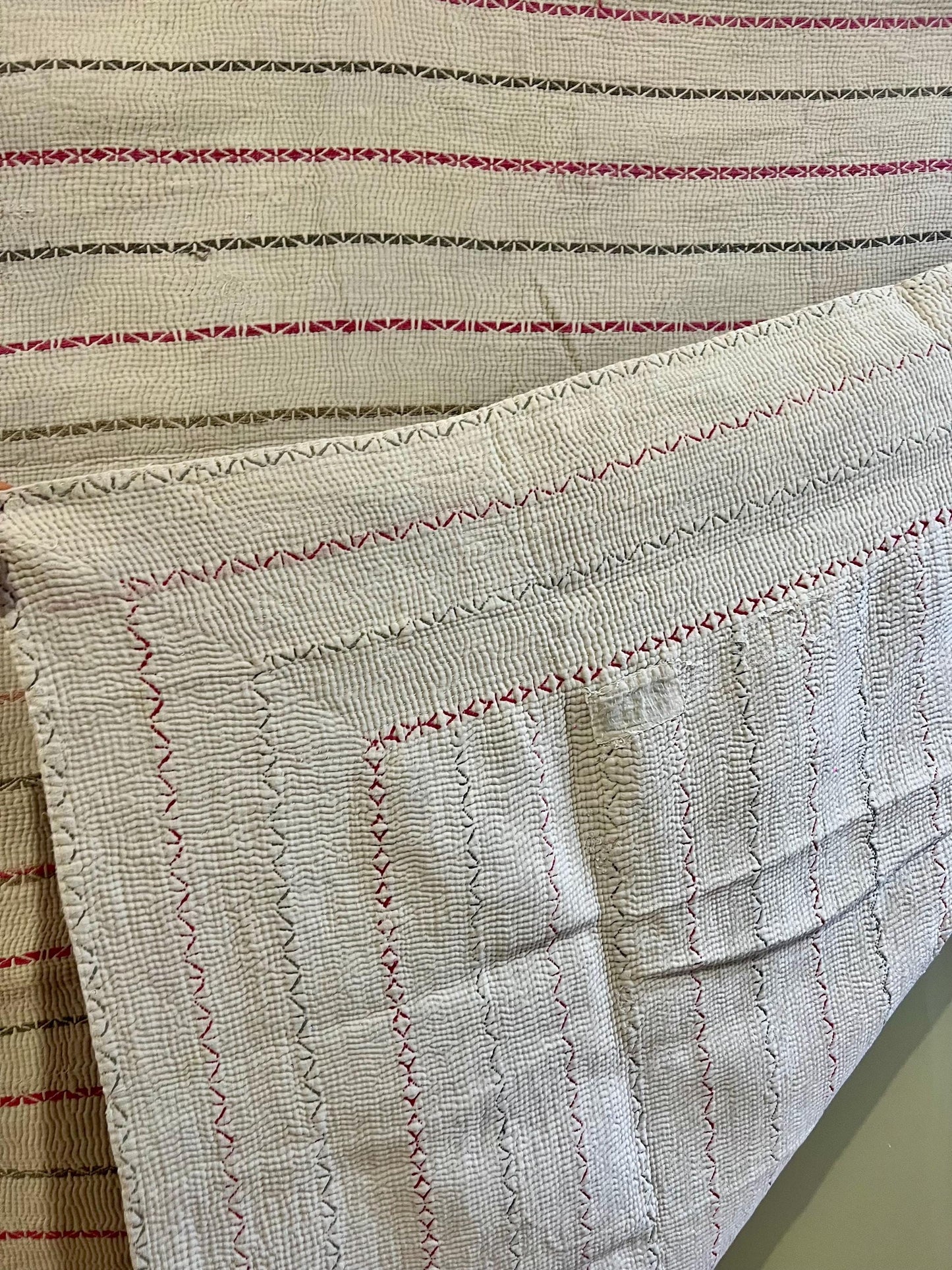 Curated selection of Large, vintage reversible Kantha quilts, each one hand stitched and completely unique, 220cm x 150cm