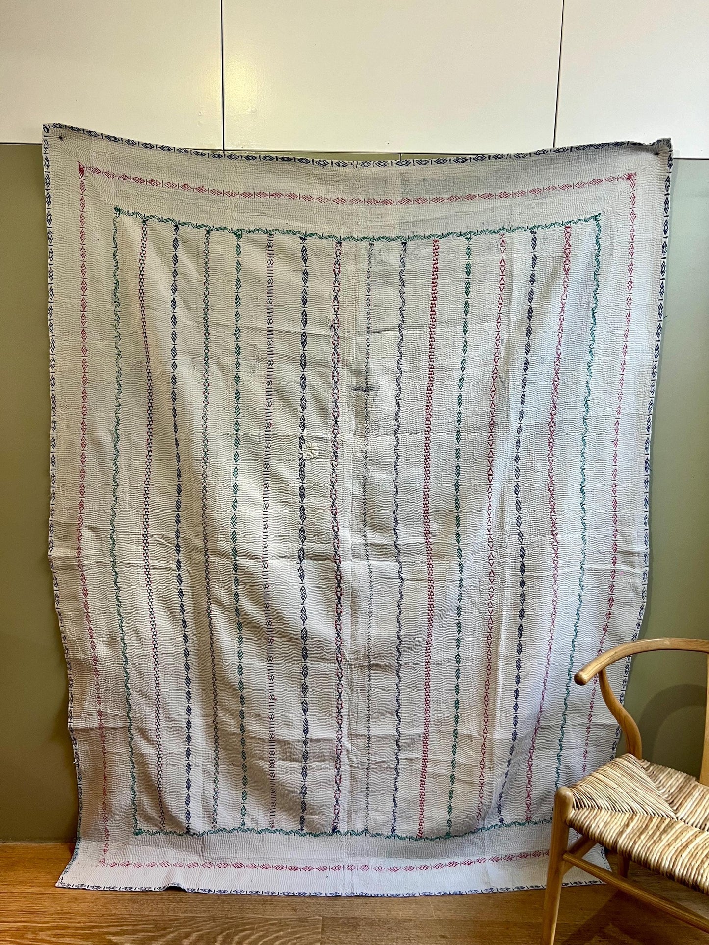 Curated selection of Large, vintage reversible Kantha quilts, each one hand stitched and completely unique, 220cm x 150cm