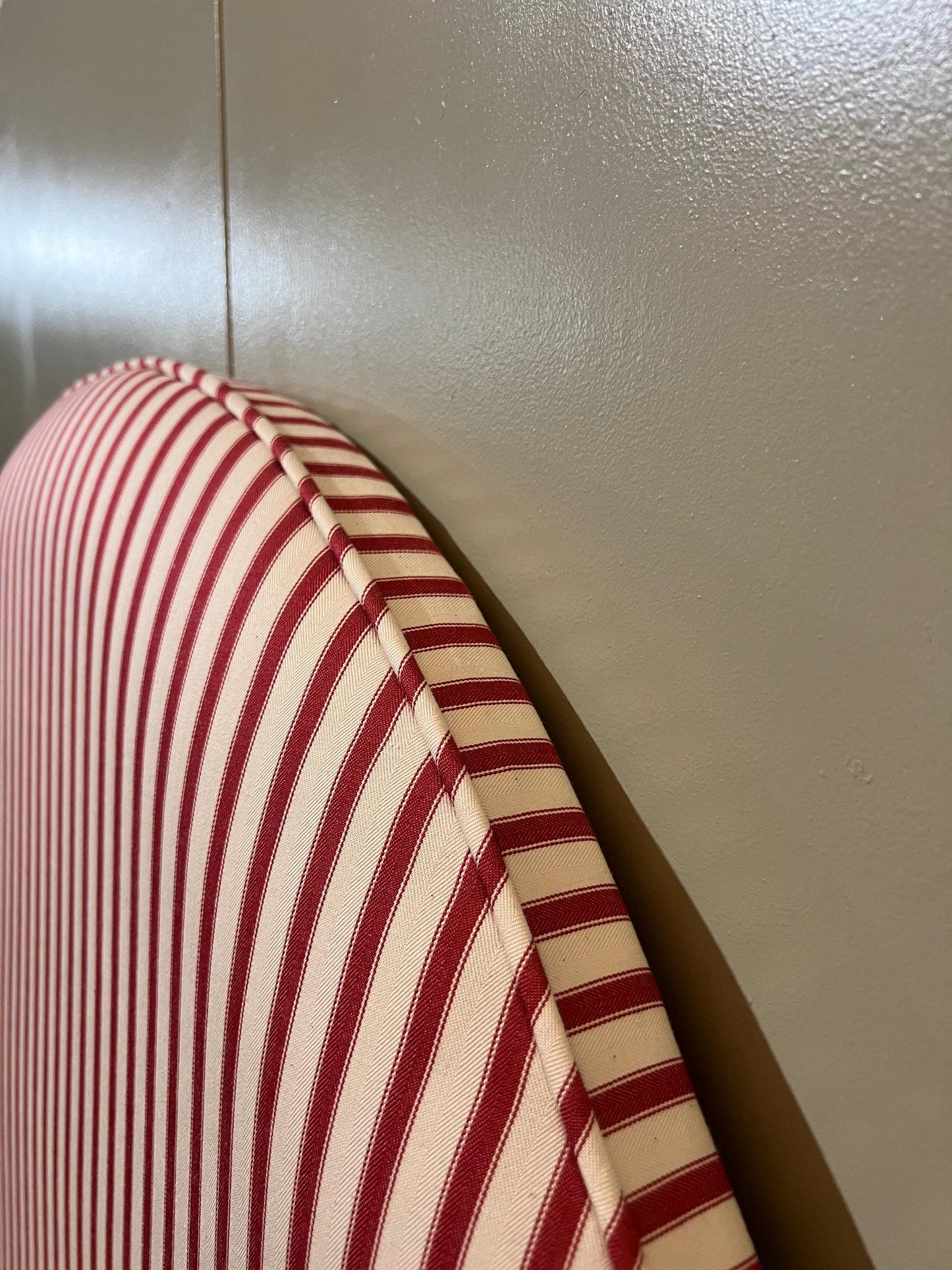 Bespoke Ticking Stripe upholstered piped headboard, in a choice of colours and sizes.