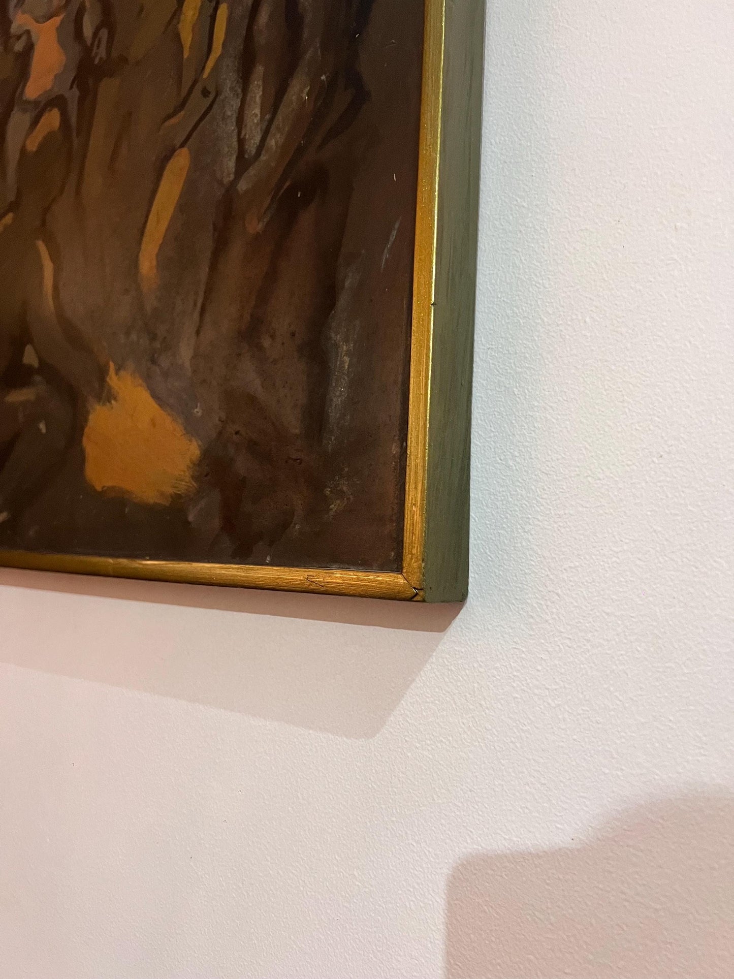 Large abstract oil painting, signed ZL and dated in a gold frame