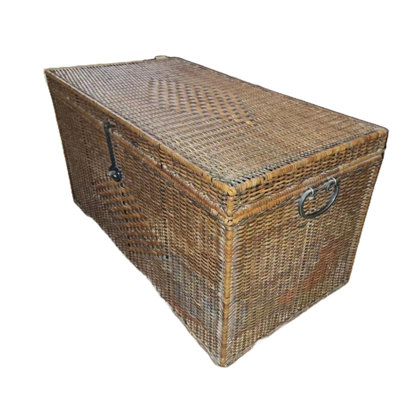Vintage wicker ottoman blanket box