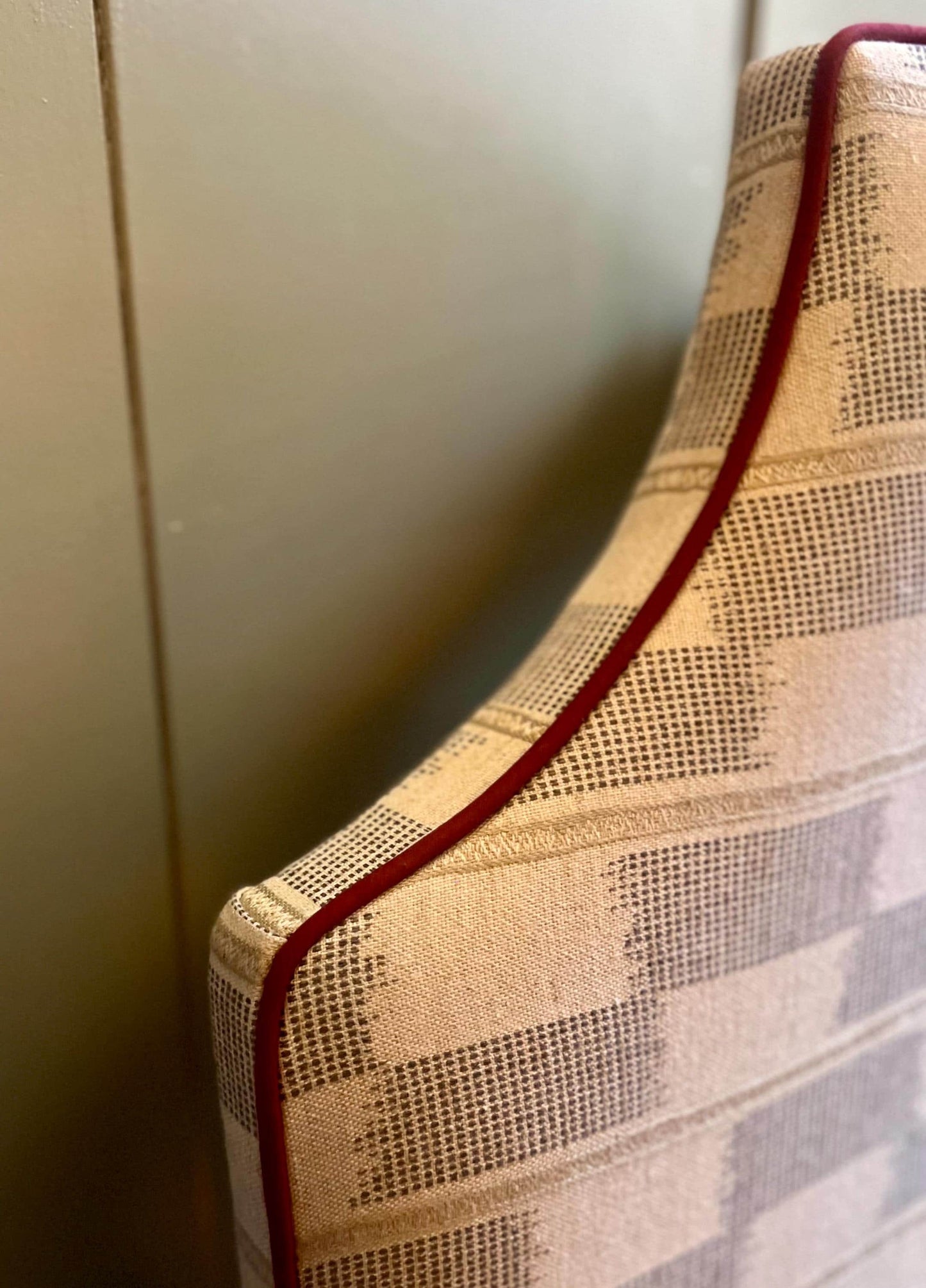 Bespoke upholstered headboard in choice of premium Andrew Martin fabrics in a range of sizes, shapes and colours