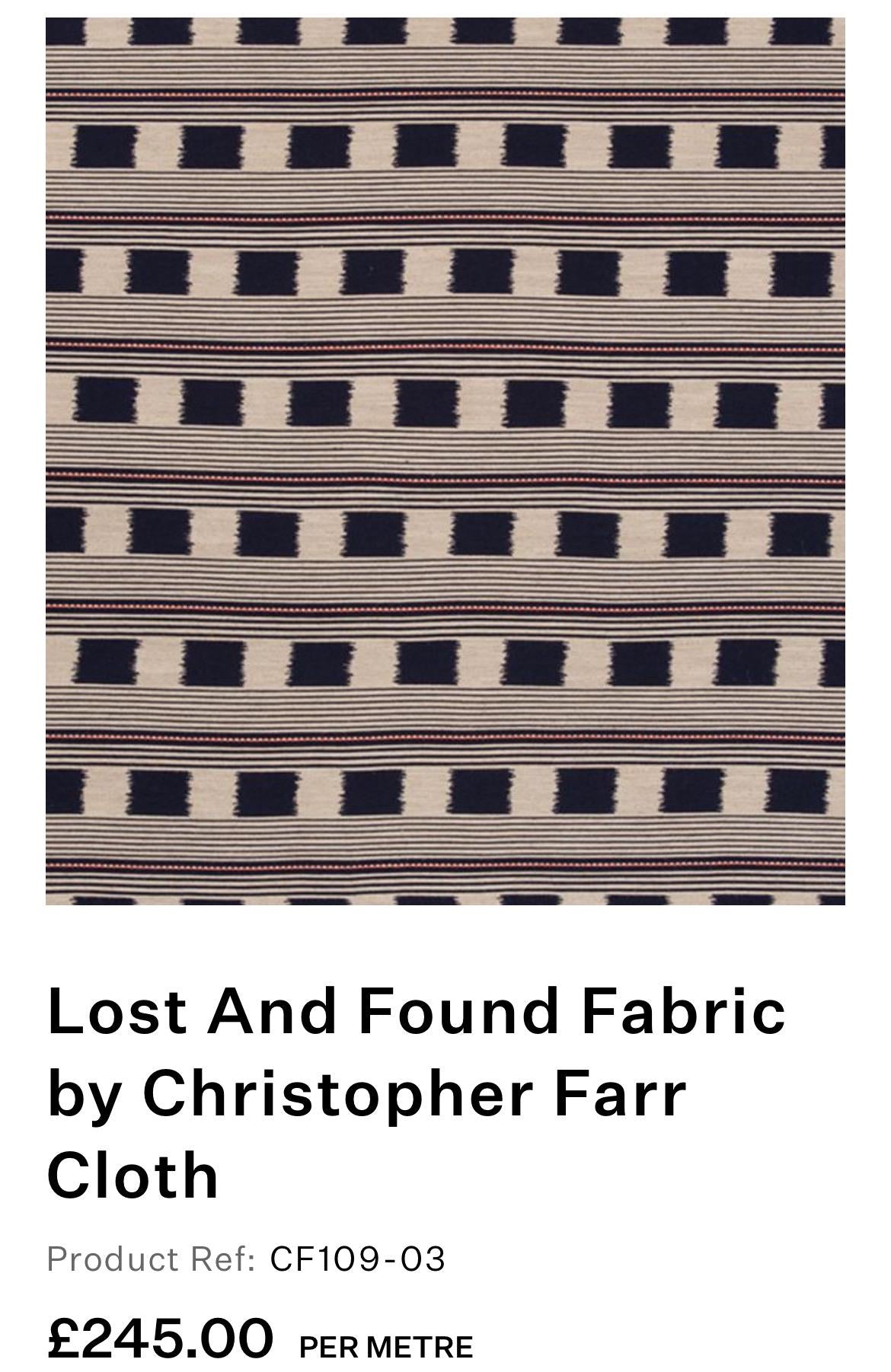 Handmade piped cushions in Christopher Farr Cloth Lost and Found by Kit Kemp