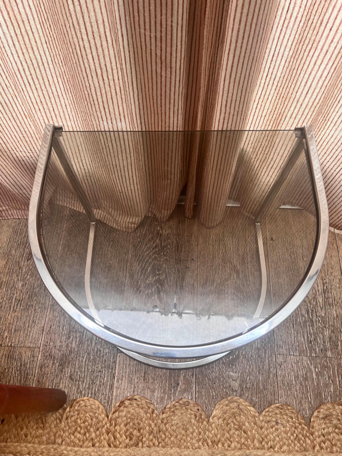 c1970s Vico Magistretti Half Moon Chrome and Smoked Glass Nest of Tables.