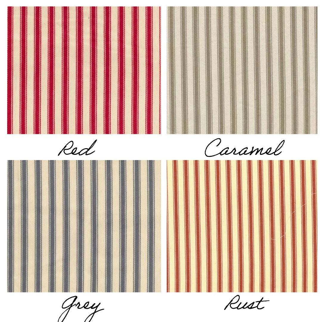 Ticking stripe thermal door curtain fully interlined in a range of colours and sizes