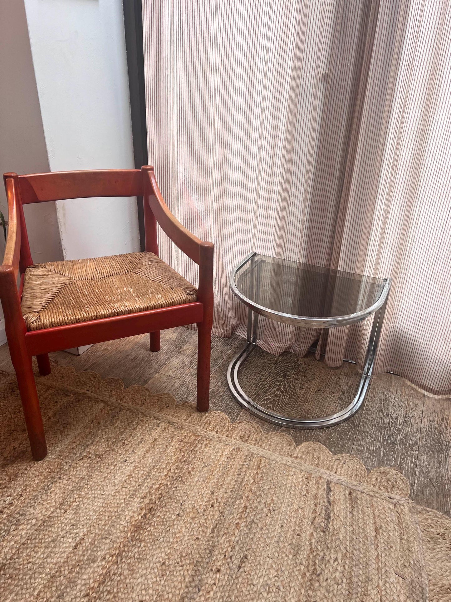 c1970s Vico Magistretti Half Moon Chrome and Smoked Glass Nest of Tables.