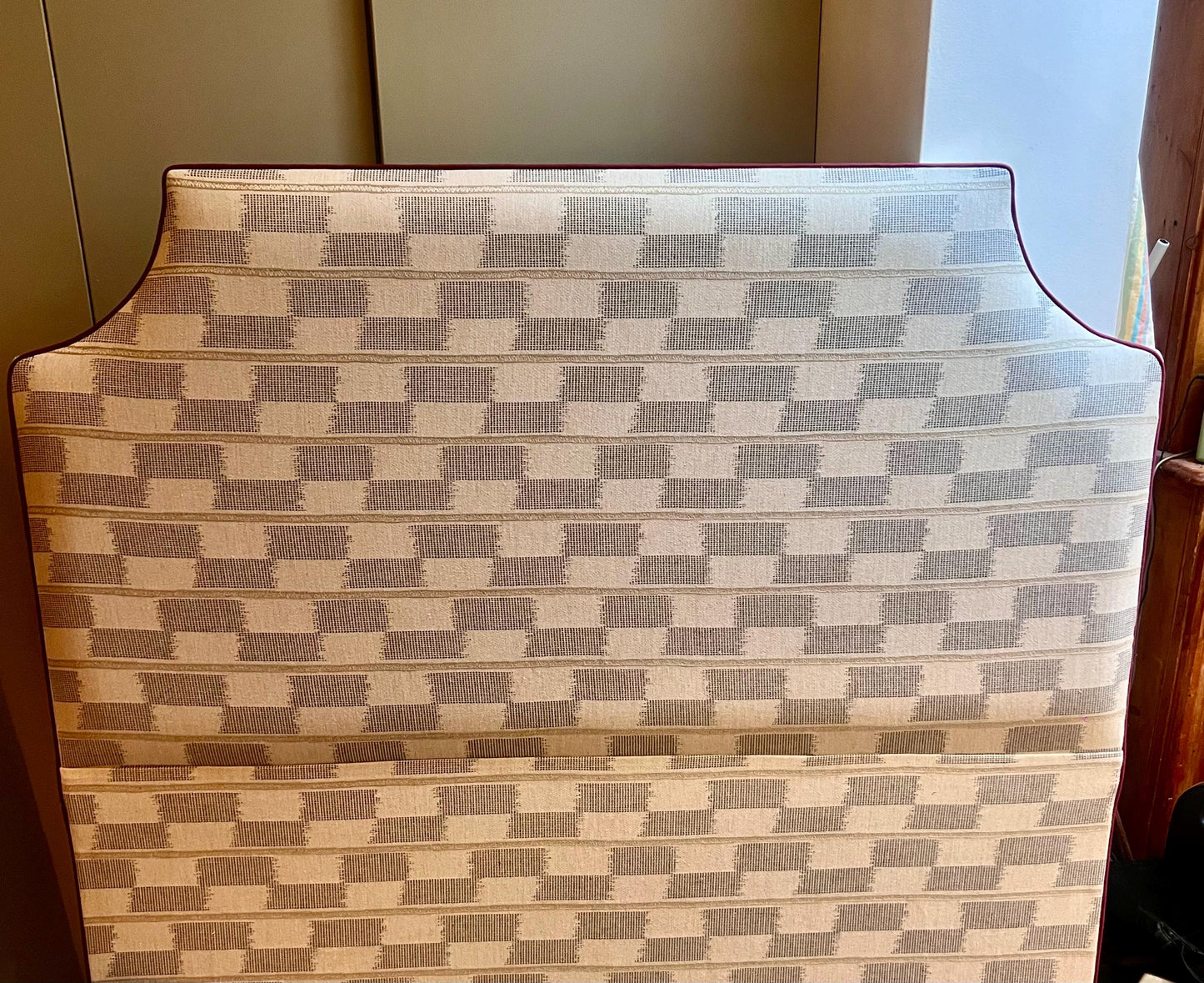 Bespoke upholstered headboard in choice of premium Andrew Martin fabrics in a range of sizes, shapes and colours
