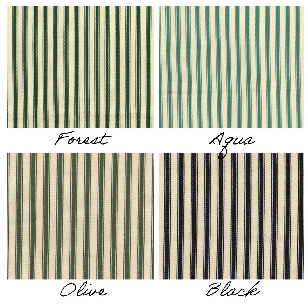 Ticking stripe thermal door curtain fully interlined in a range of colours and sizes