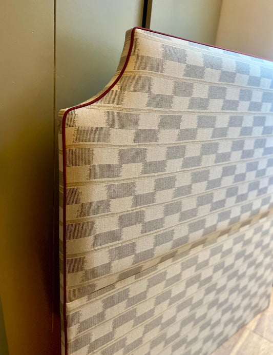 Bespoke upholstered headboard in choice of premium Andrew Martin fabrics in a range of sizes, shapes and colours