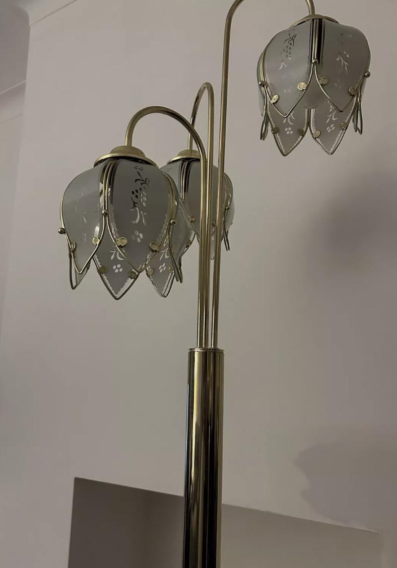 Vintage 1970s Hollywood regency style XL Lotus floor lamp