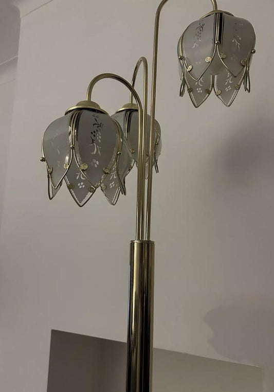 Vintage 1970s Hollywood regency style XL Lotus floor lamp