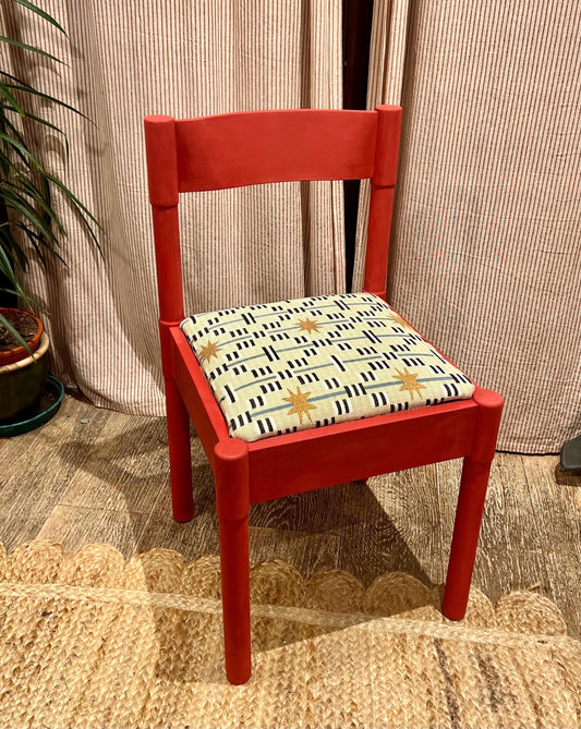 6 Vico Magistretti Carimate dining chairs in emperor red with Studio Ashby Afua Walnut fabric upholstered seats - price is per chair