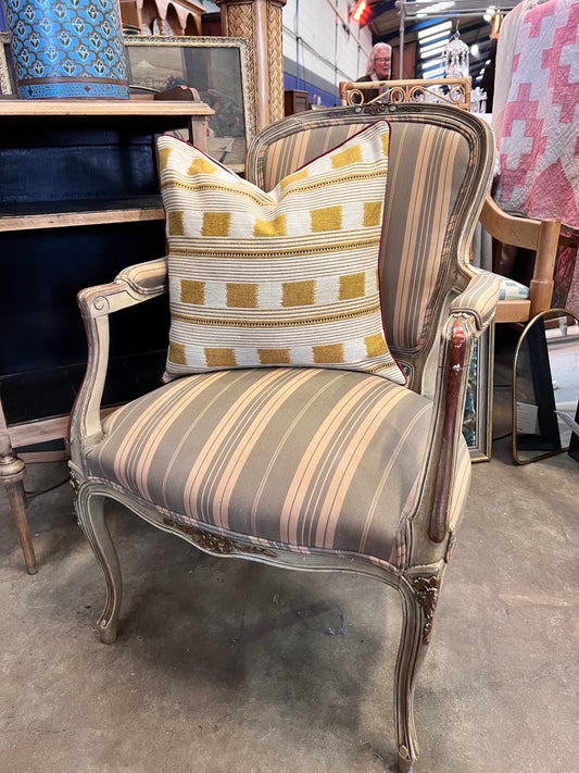 Vintage French striped armchair