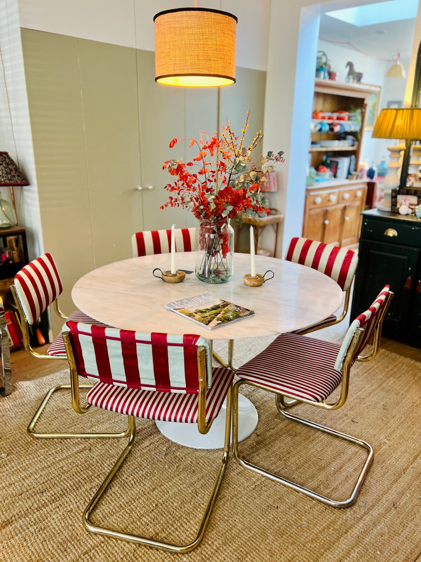 A rare set of six c1970s gold cantiliever chairs from Italian Habitat
