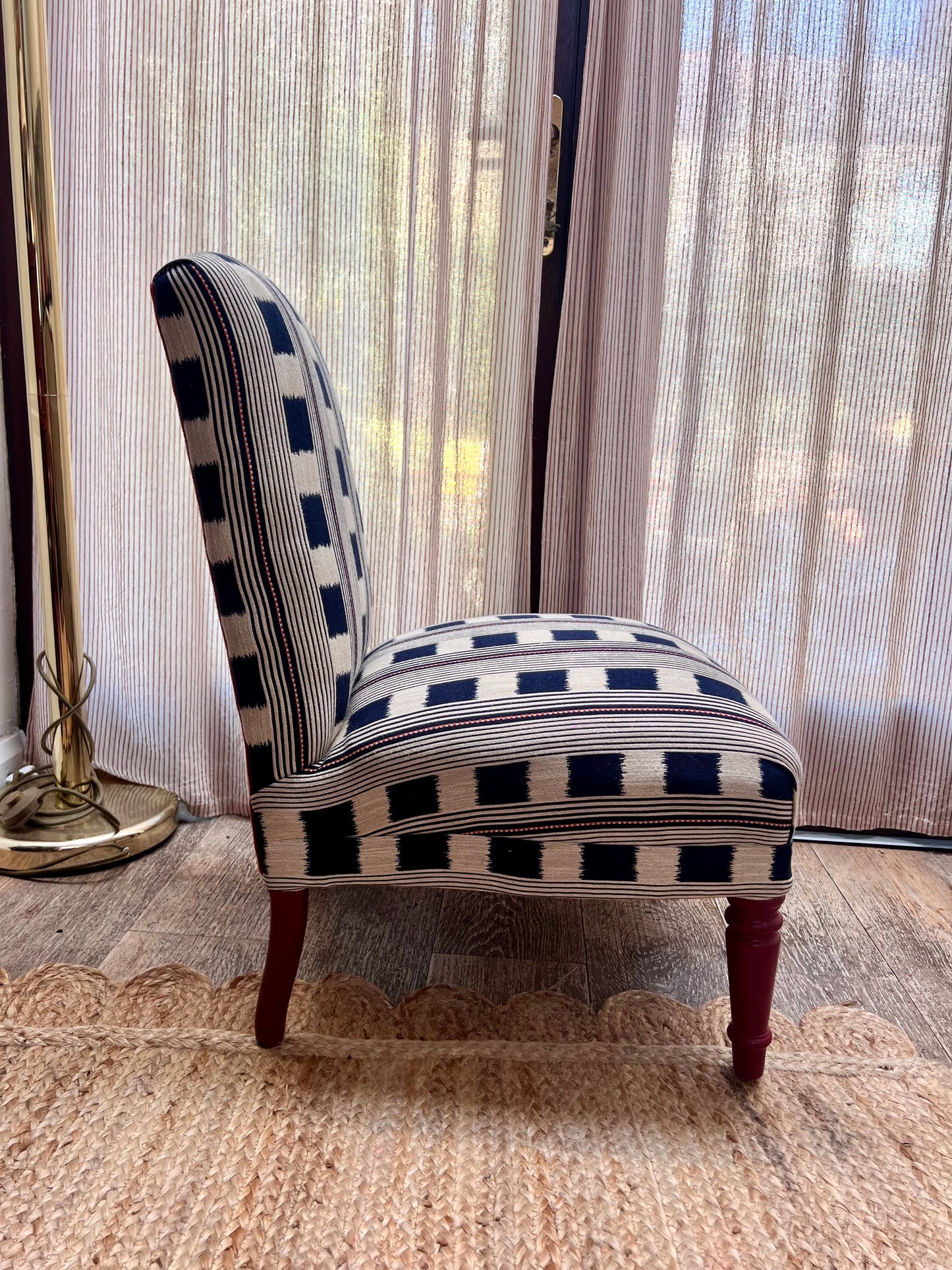 Early 19th Century occasional chair in Christopher Farr Lost and Found Indigo