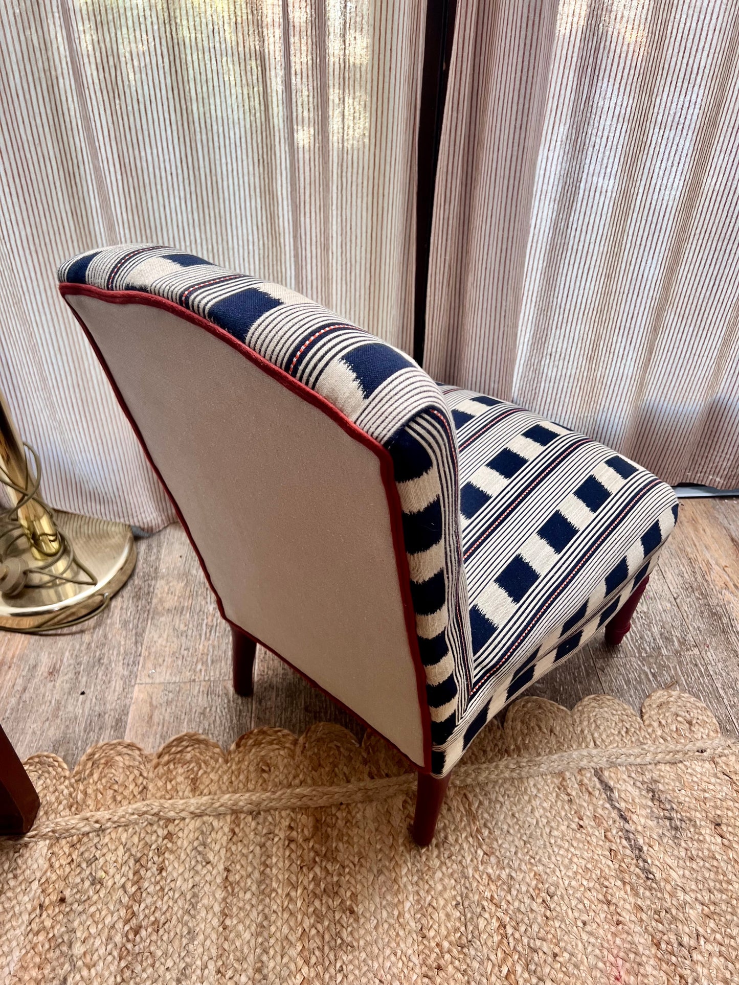 Early 19th Century occasional chair in Christopher Farr Lost and Found Indigo