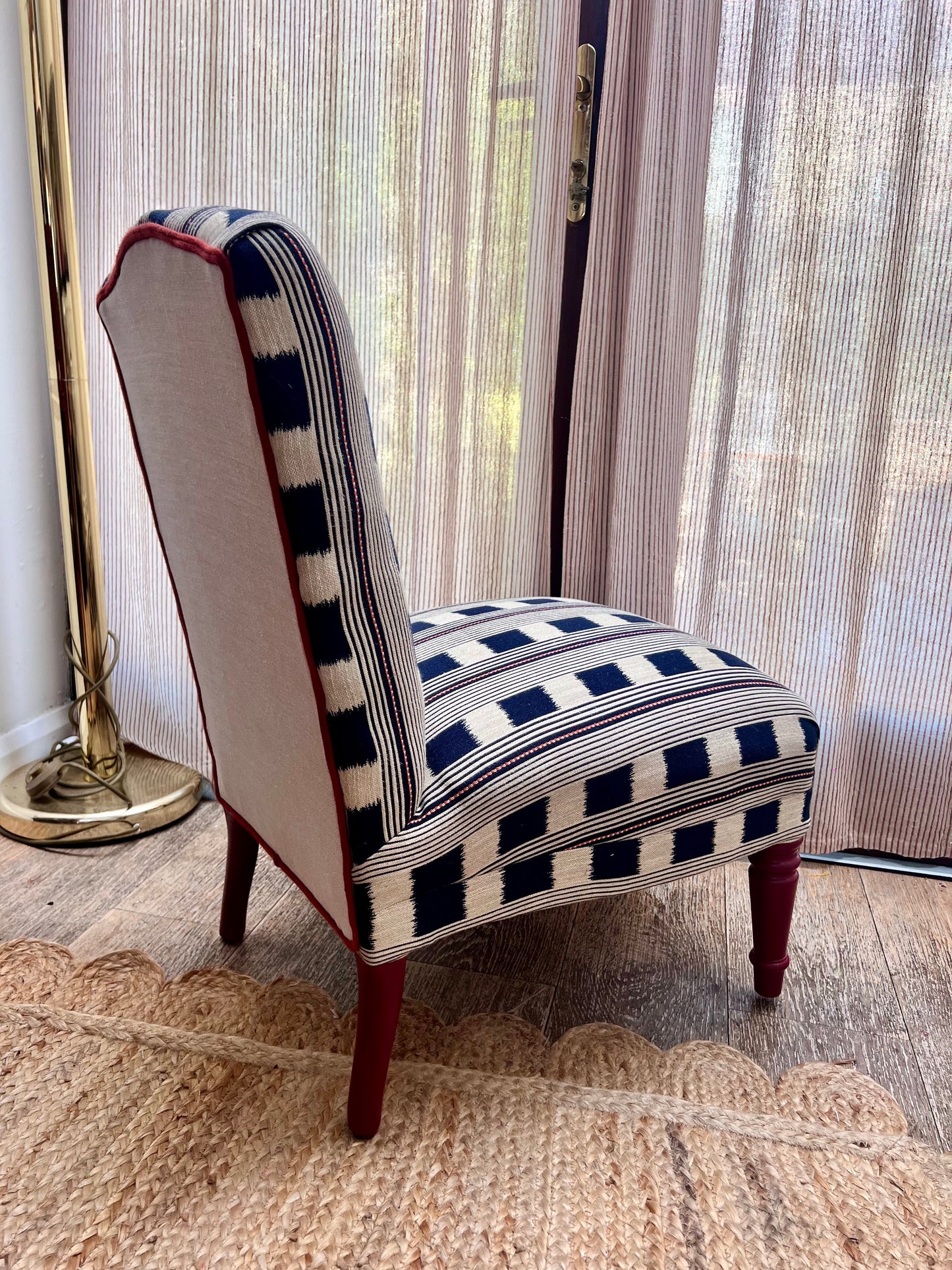 Early 19th Century occasional chair in Christopher Farr Lost and Found Indigo
