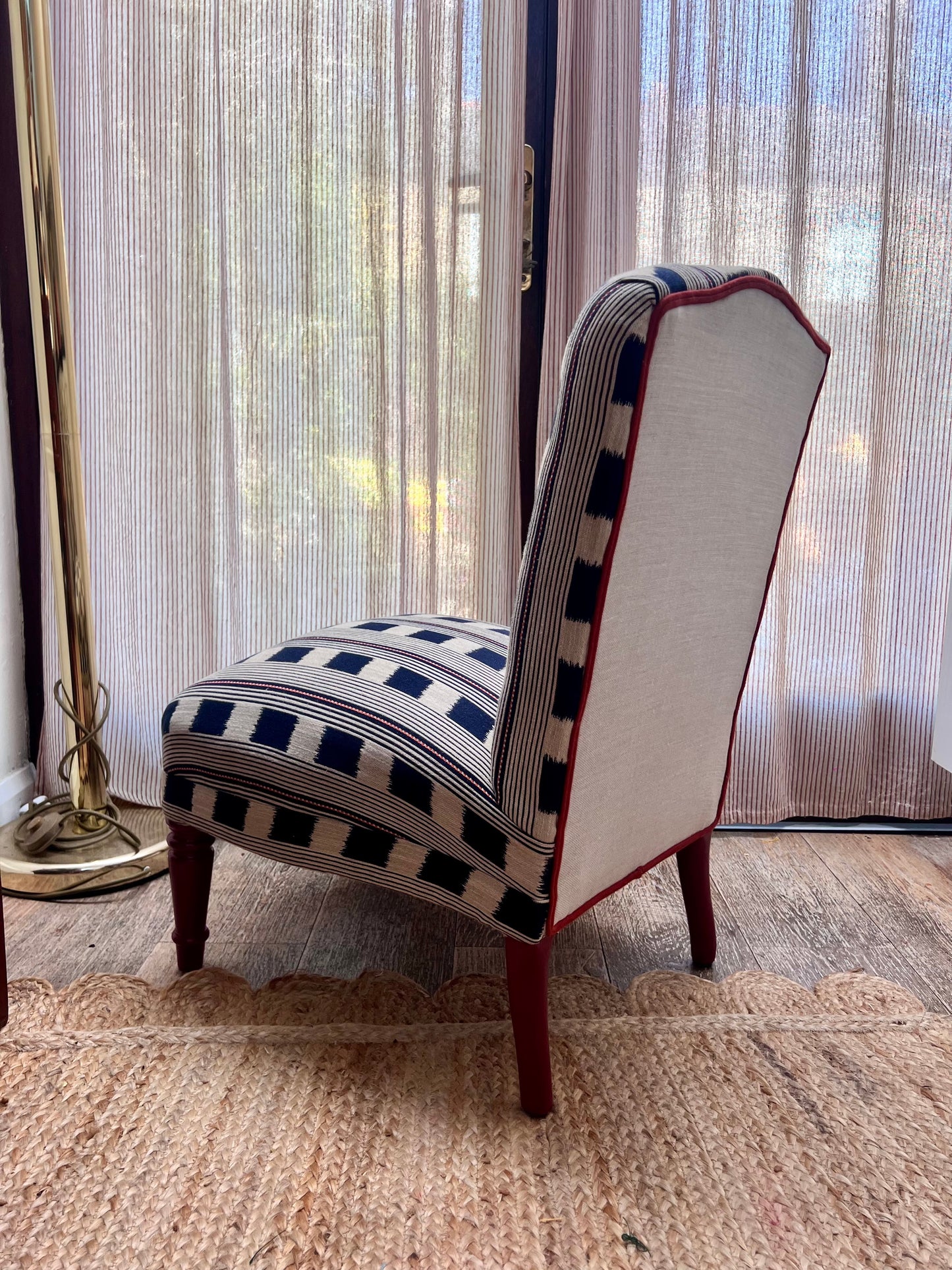 Early 19th Century occasional chair in Christopher Farr Lost and Found Indigo