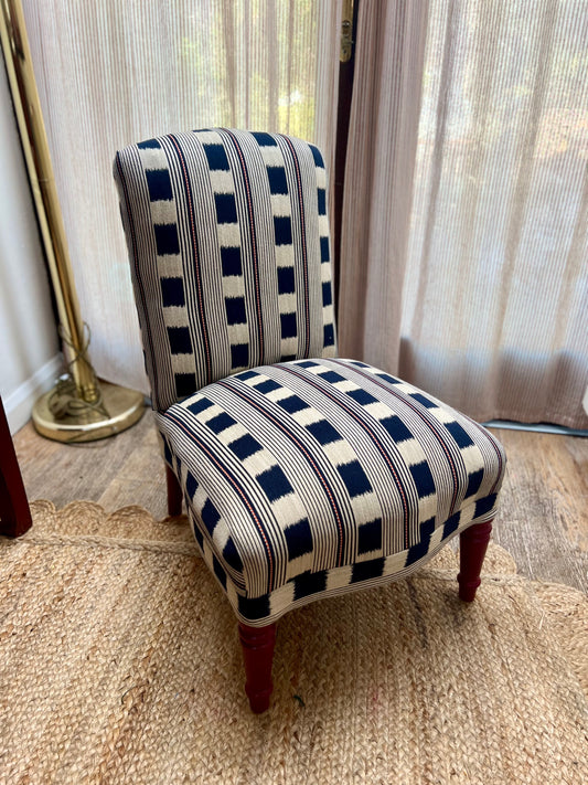 Early 19th Century occasional chair in Christopher Farr Lost and Found Indigo