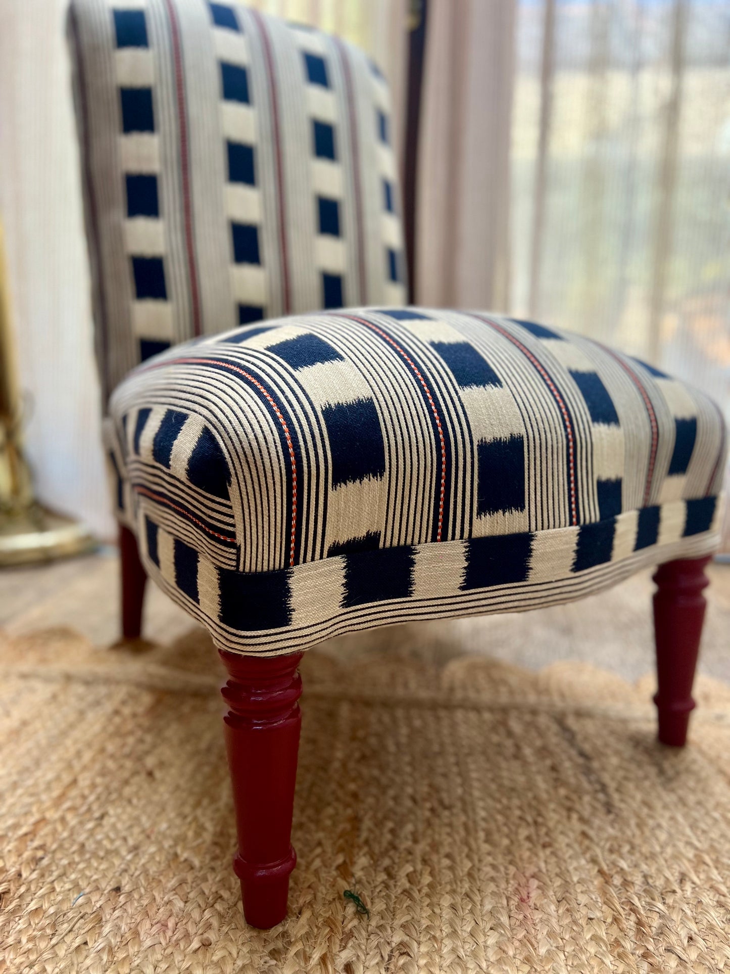 Early 19th Century occasional chair in Christopher Farr Lost and Found Indigo