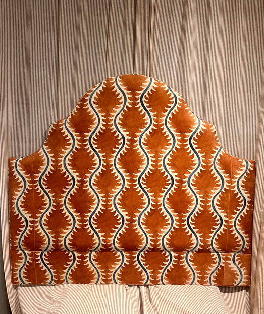 Bespoke Linwood Helter Skelter velvet headboard, with or without piping, in a range of sizes, shapes and colours
