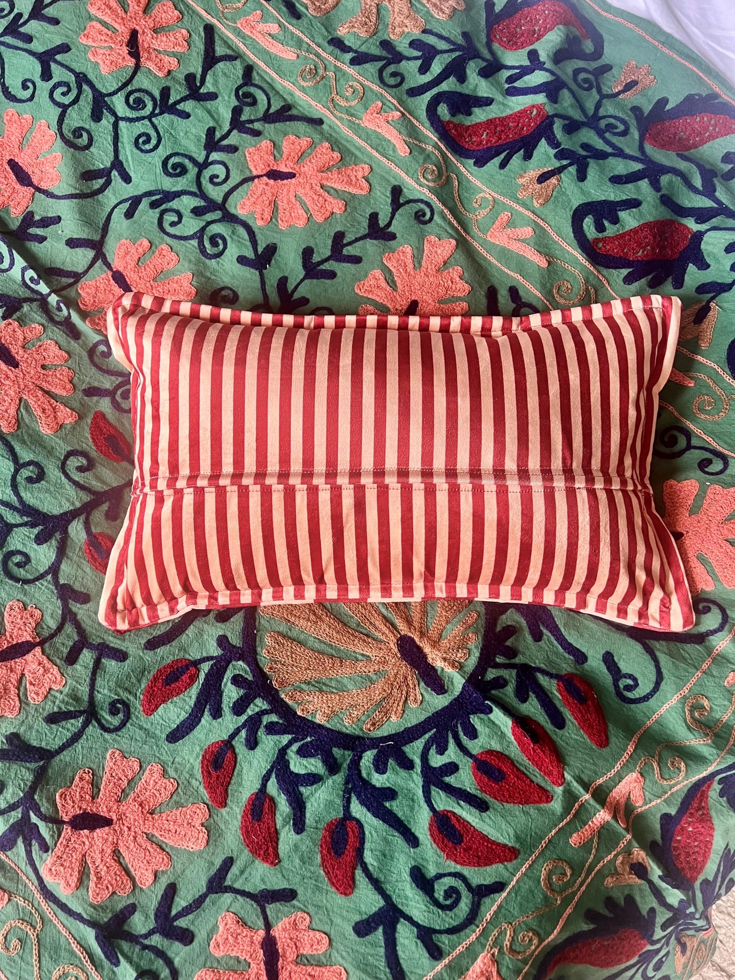 Colours Of Arley premium striped velvet designer cushions with French seam in a choice of colours.