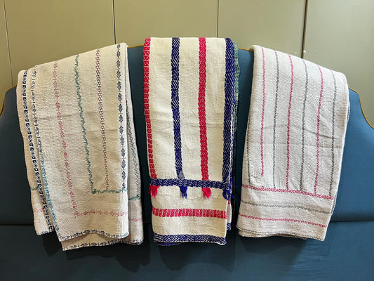 Curated selection of Large, vintage reversible Kantha quilts, each one hand stitched and completely unique, 220cm x 150cm
