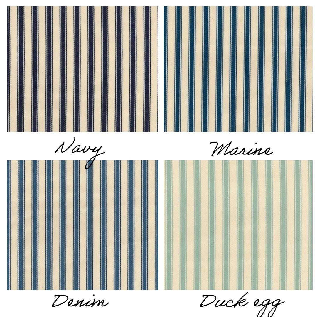 Ticking stripe thermal door curtain fully interlined in a range of colours and sizes