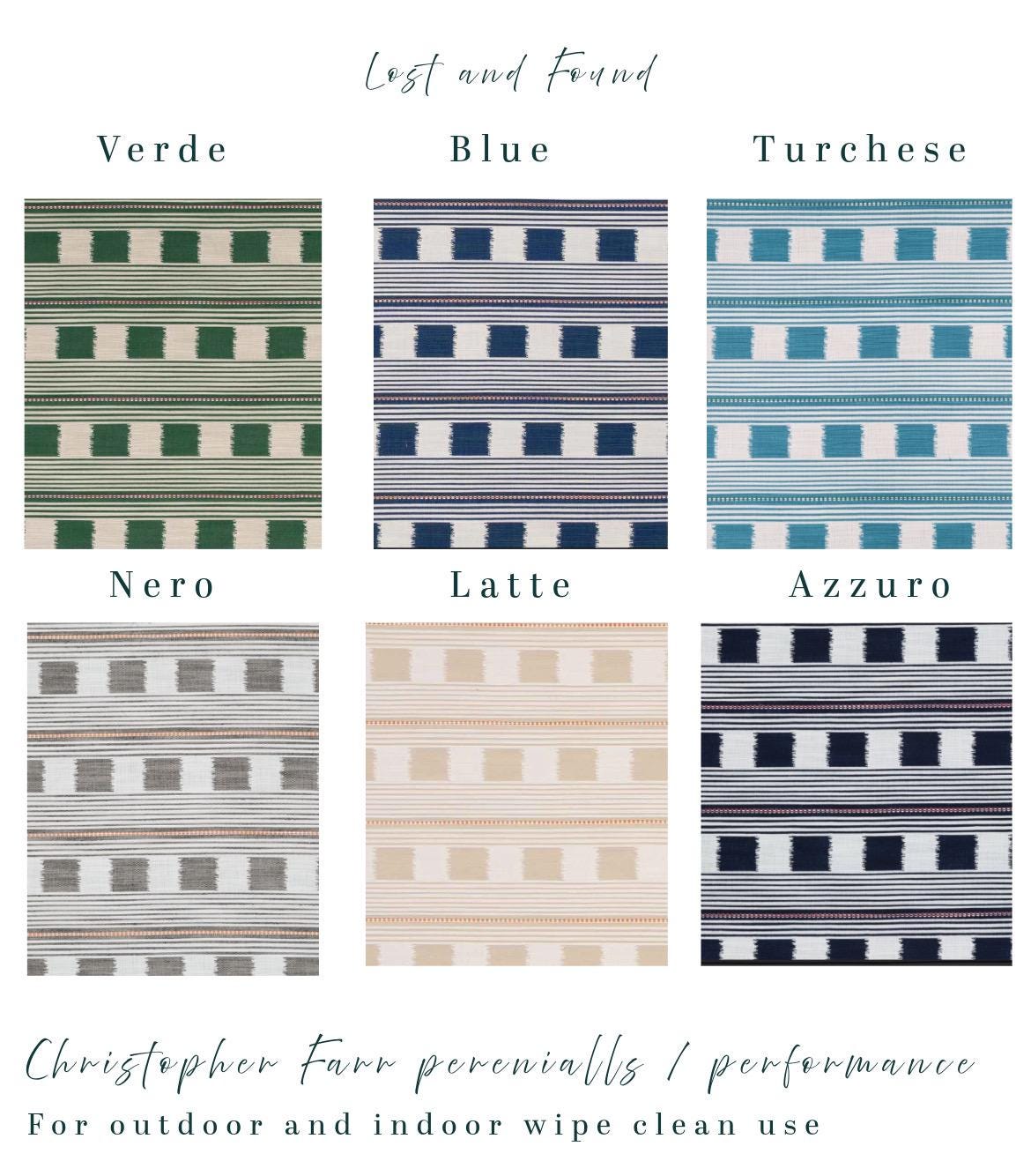 Bespoke banquette cushions in Christopher Farr Cloth premium performance fabric for indoor and outdoor use