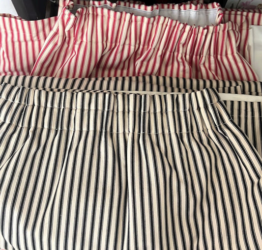 Cotton Ticking curtains, medium weight, fully interlined and made to order